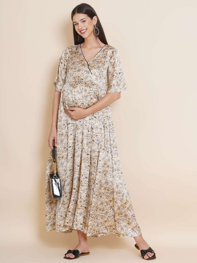 Women's Maternity Multi Color Maxi Baby Shower Dress