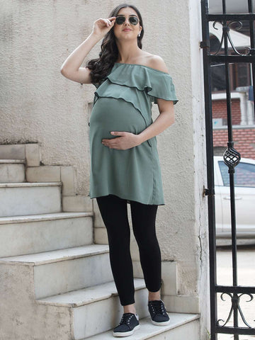 Olive Green Maternity and Feeding Top