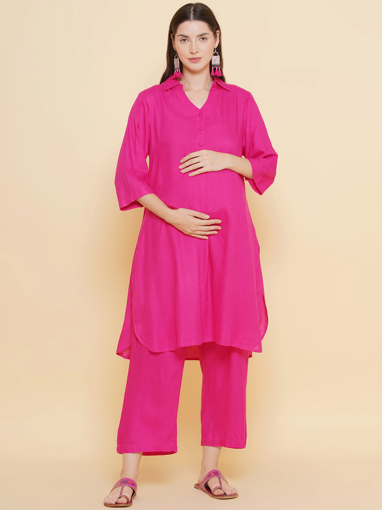 Pink Maternity and Nursing Kurta
