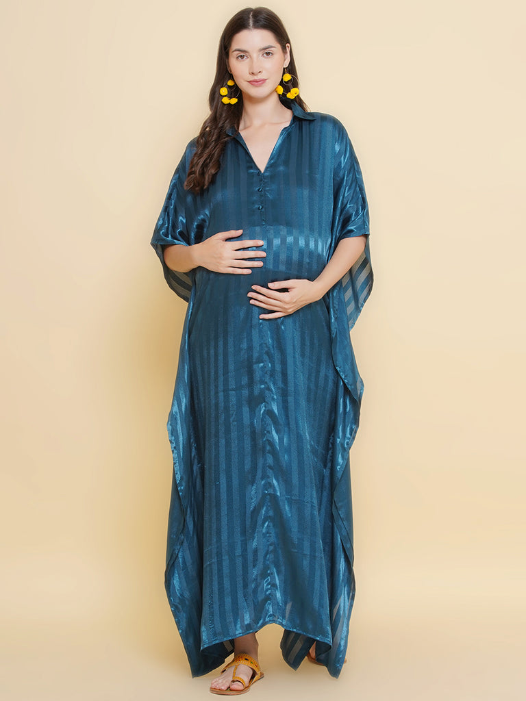 Blue Maternity & Nursing Kaftaan Dress
