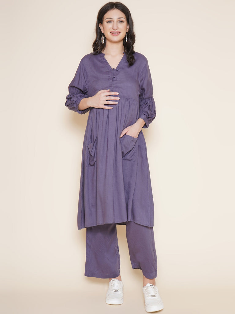 Grey Maternity Kurta with Palazzo