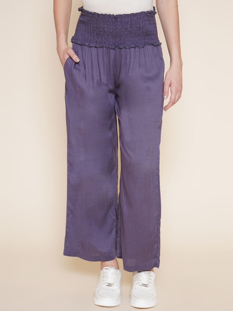 Women's Grey Rayon Maternity Trousers