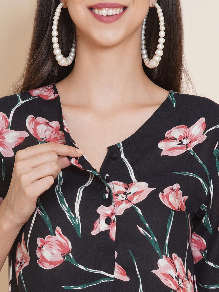 Black Maternity Kurta with Palazzo