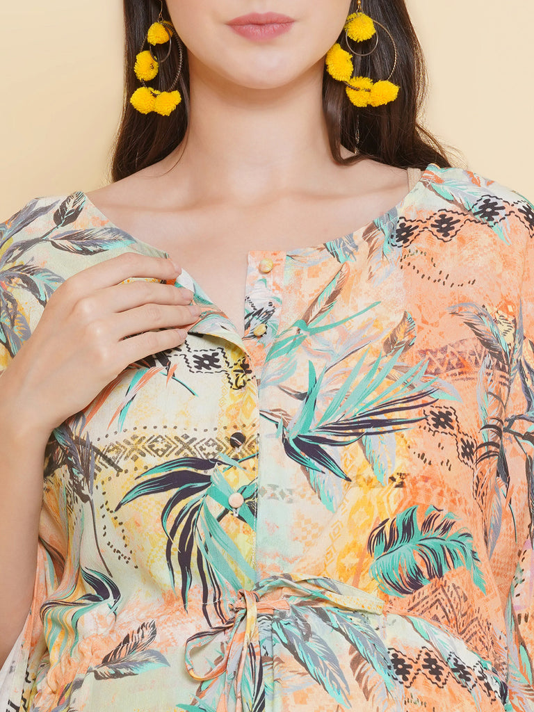 Peach Maternity & Nursing Kaftaan Dress