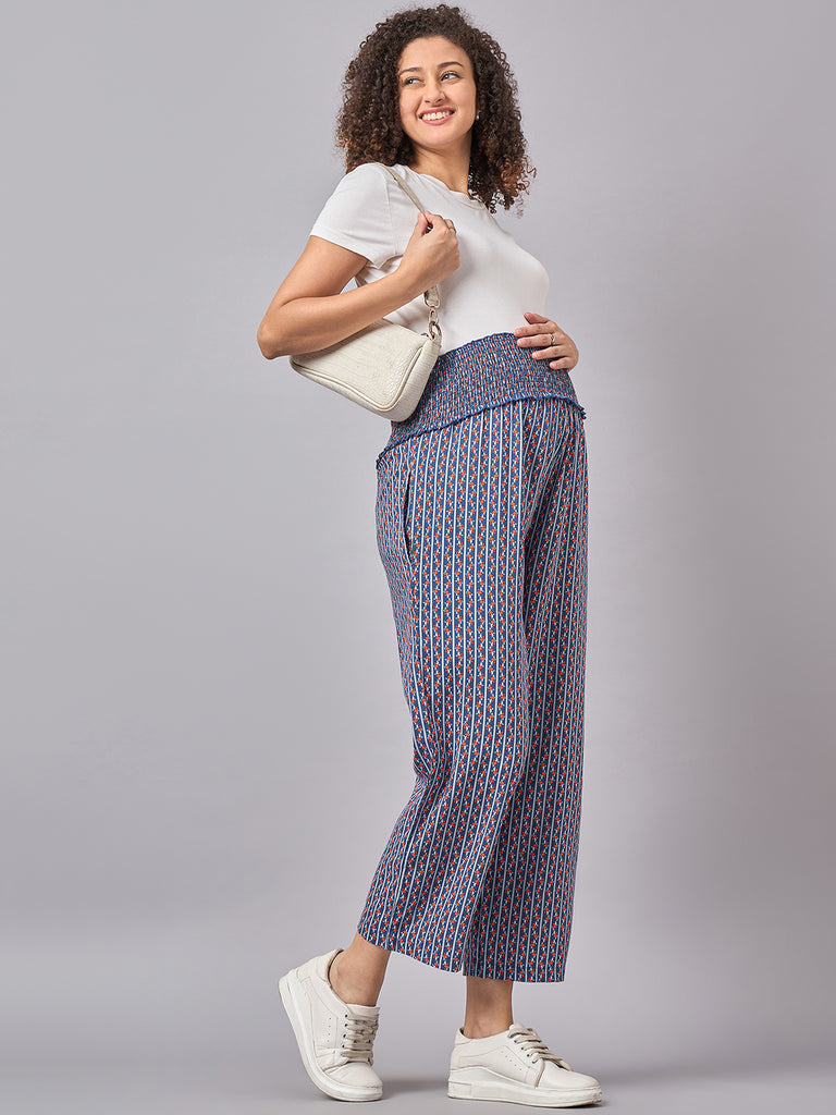 Multi Color Printed Maternity Pants- Side 1