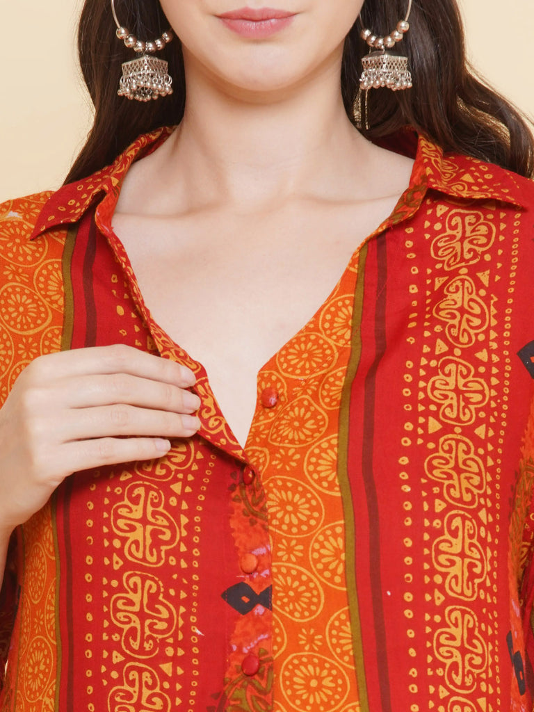 Orange Maternity and Nursing Kurta