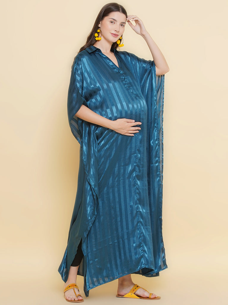 Blue Maternity & Nursing Kaftaan Dress