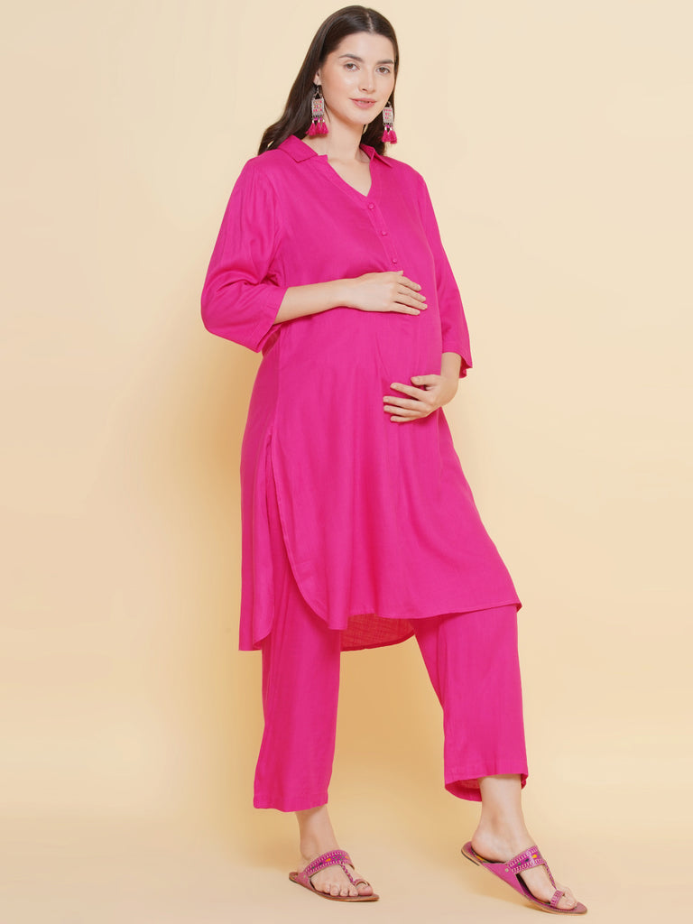Pink Maternity and Nursing Kurta
