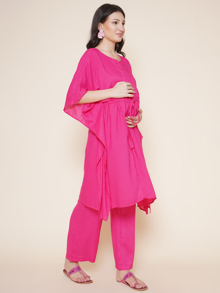 Pink Maternity Kaftan Set 