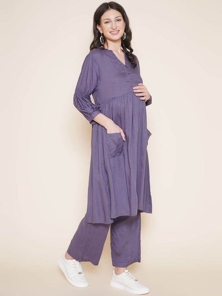Grey Maternity Kurta with Palazzo