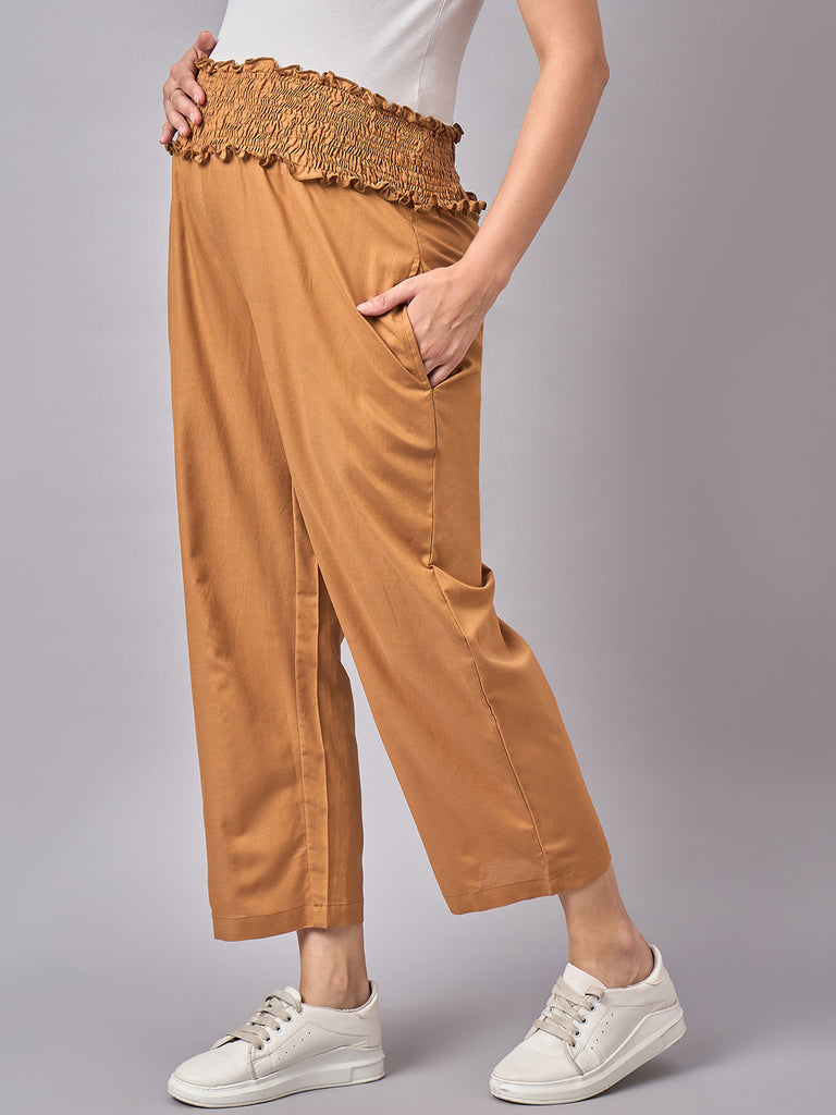 Solid Brown Color Maternity Pants- Side 2