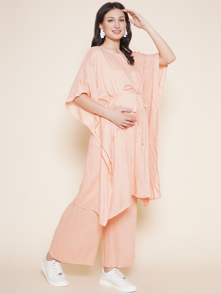 Peach Maternity Kaftan Set 