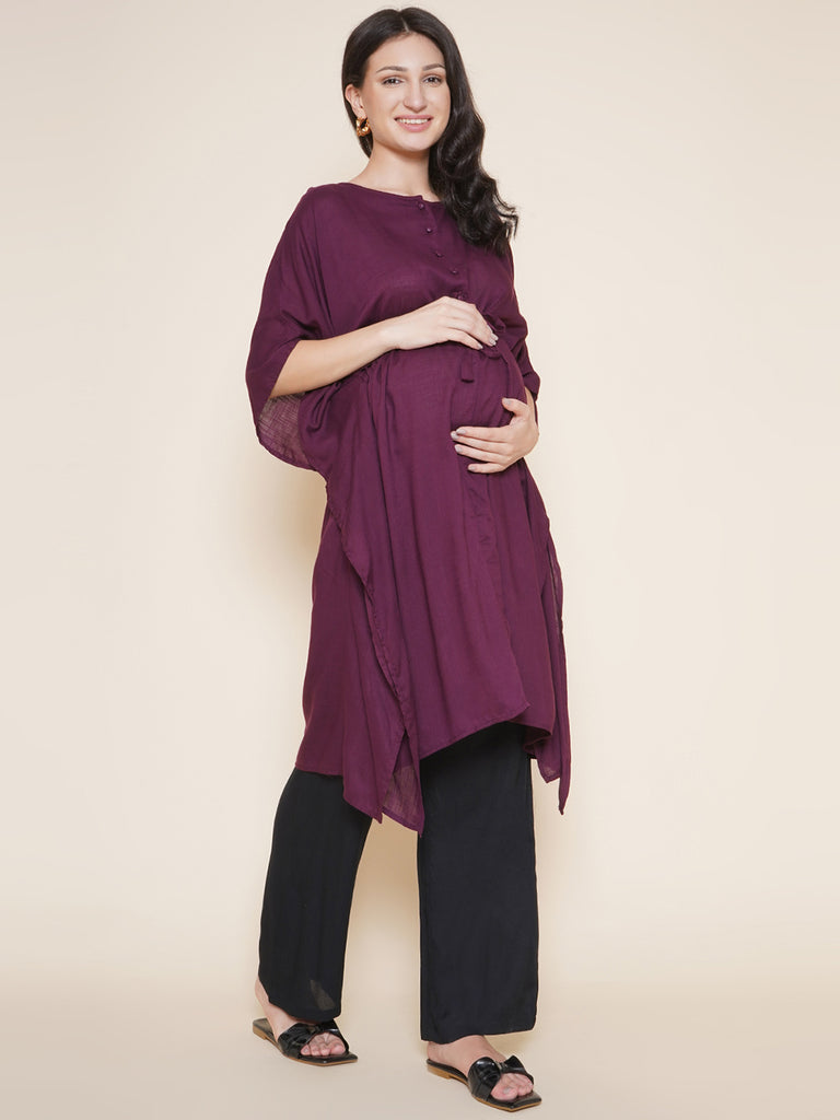 Purple Maternity Kaftan Set 