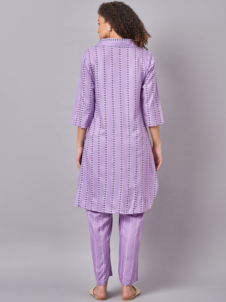 Purple Maternity & Nursing Kurta Set- Back