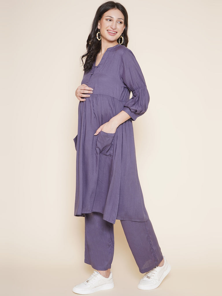 Grey Maternity Kurta with Palazzo