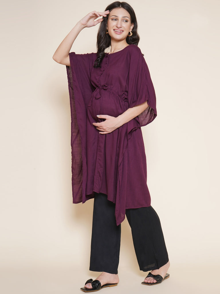 Purple Maternity Kaftan Set 