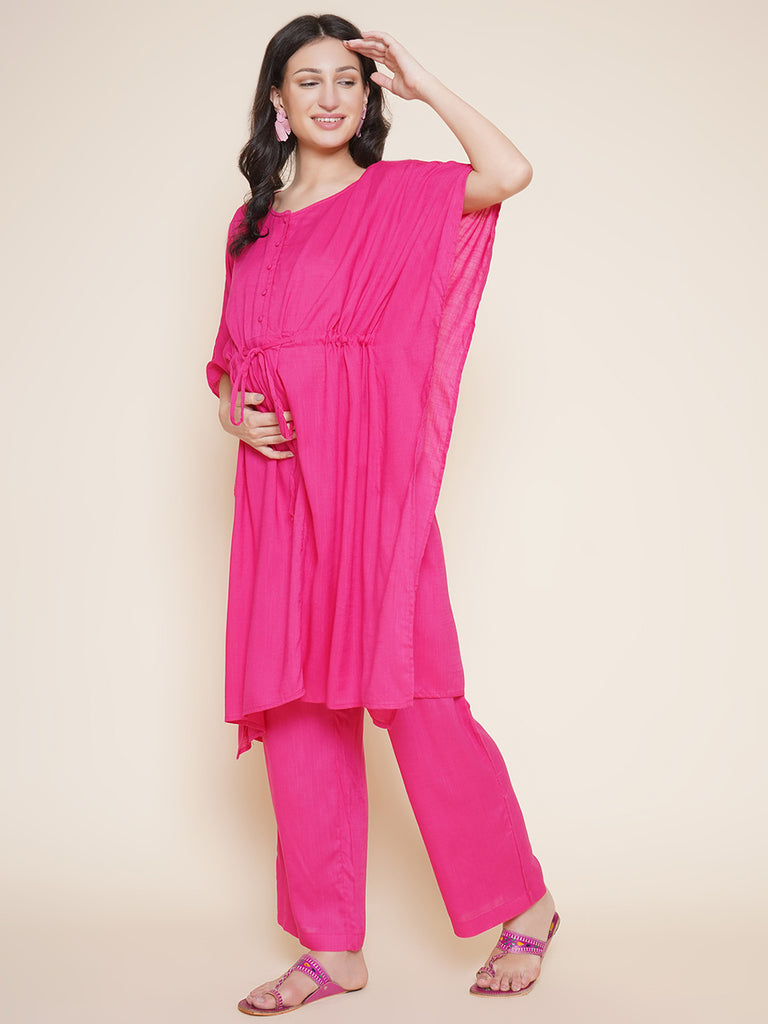 Pink Maternity Kaftan Set 