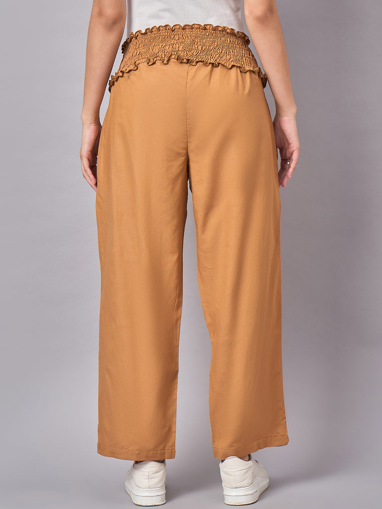 Solid Brown Color Maternity Pants- Back