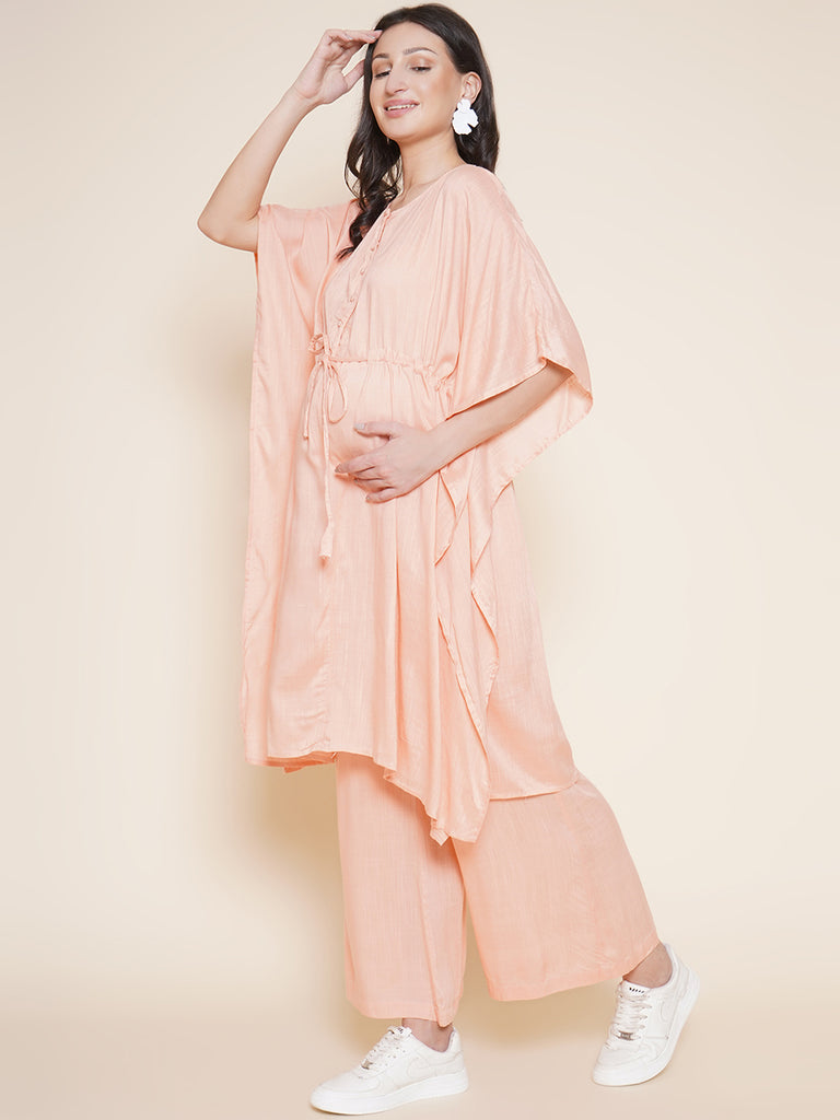 Peach Maternity Kaftan Set 