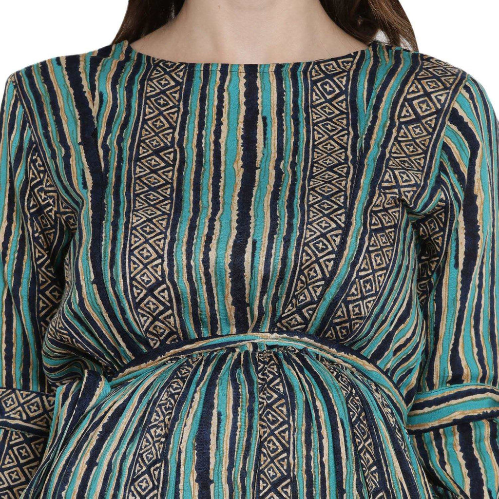 Green Maternity and Nursing Maxi Dress
