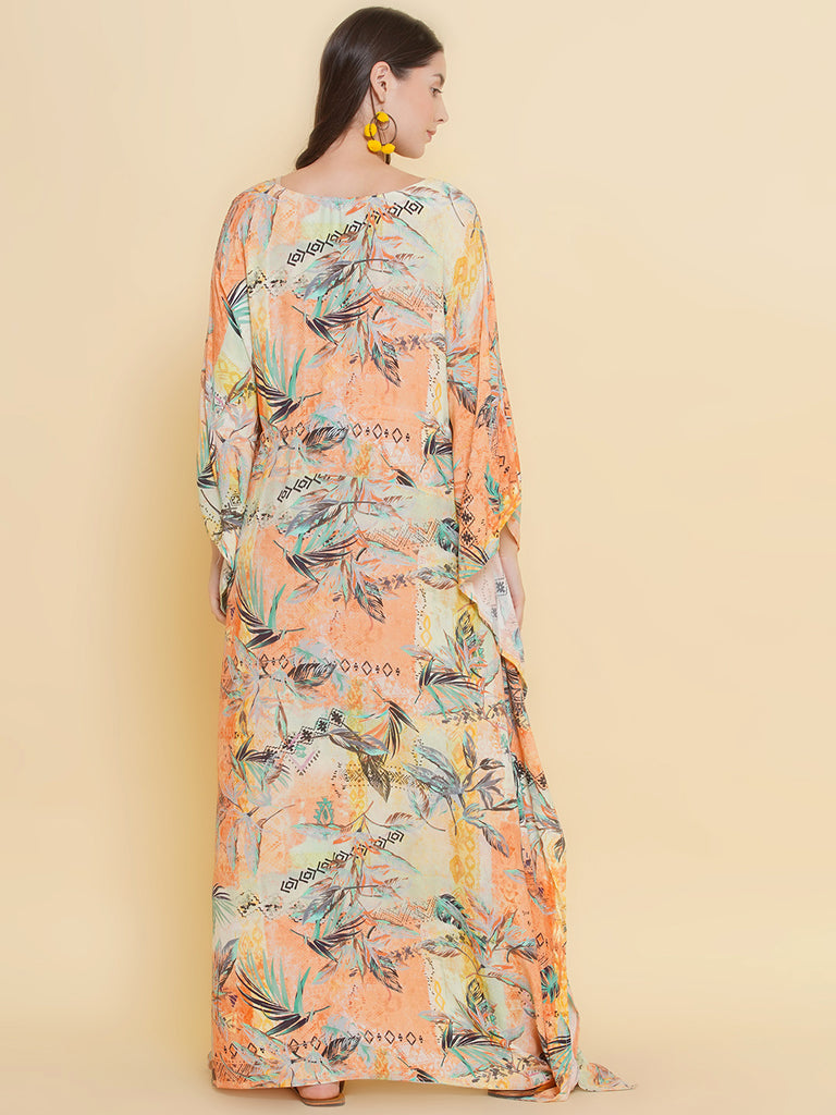 Peach Maternity & Nursing Kaftaan Dress