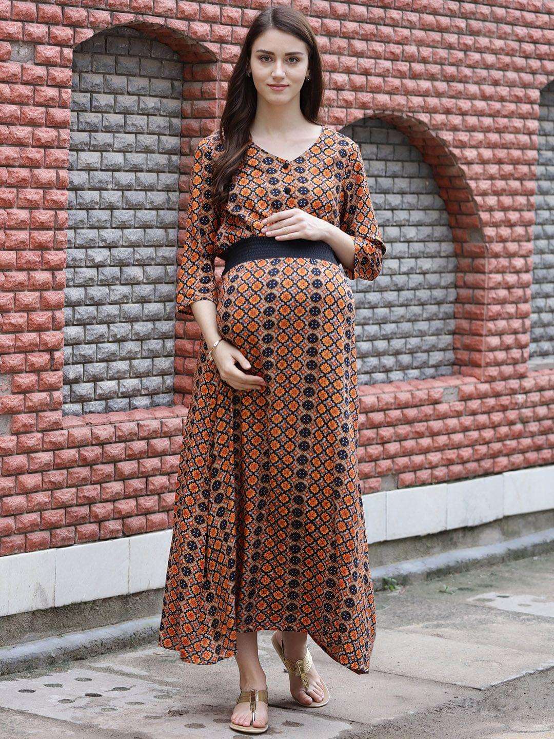 Floral Maternity/nursing Wrap Dress Blue Gown, Pregnancy Dress for Woman,  Zip for Baby Feeding Daily Wear Kurti for Breastfeeding - Etsy