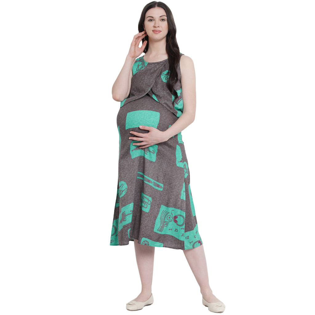 Maternity and Nursing Midi Dress
