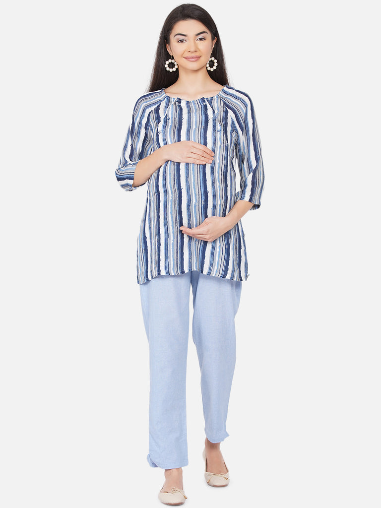 Blue Maternity and Pregnancy Top