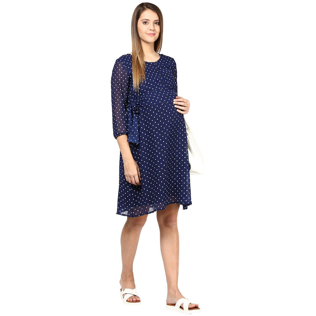 Navy Blue A-line Maternity Dress