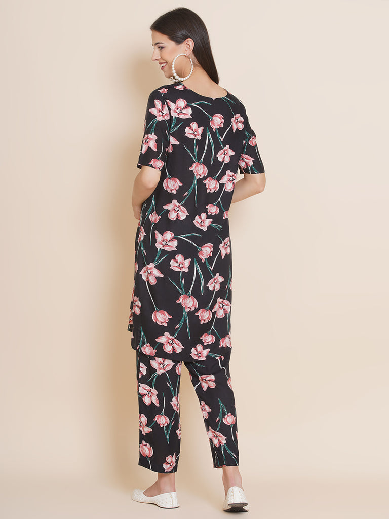 Black Maternity Kurta with Palazzo