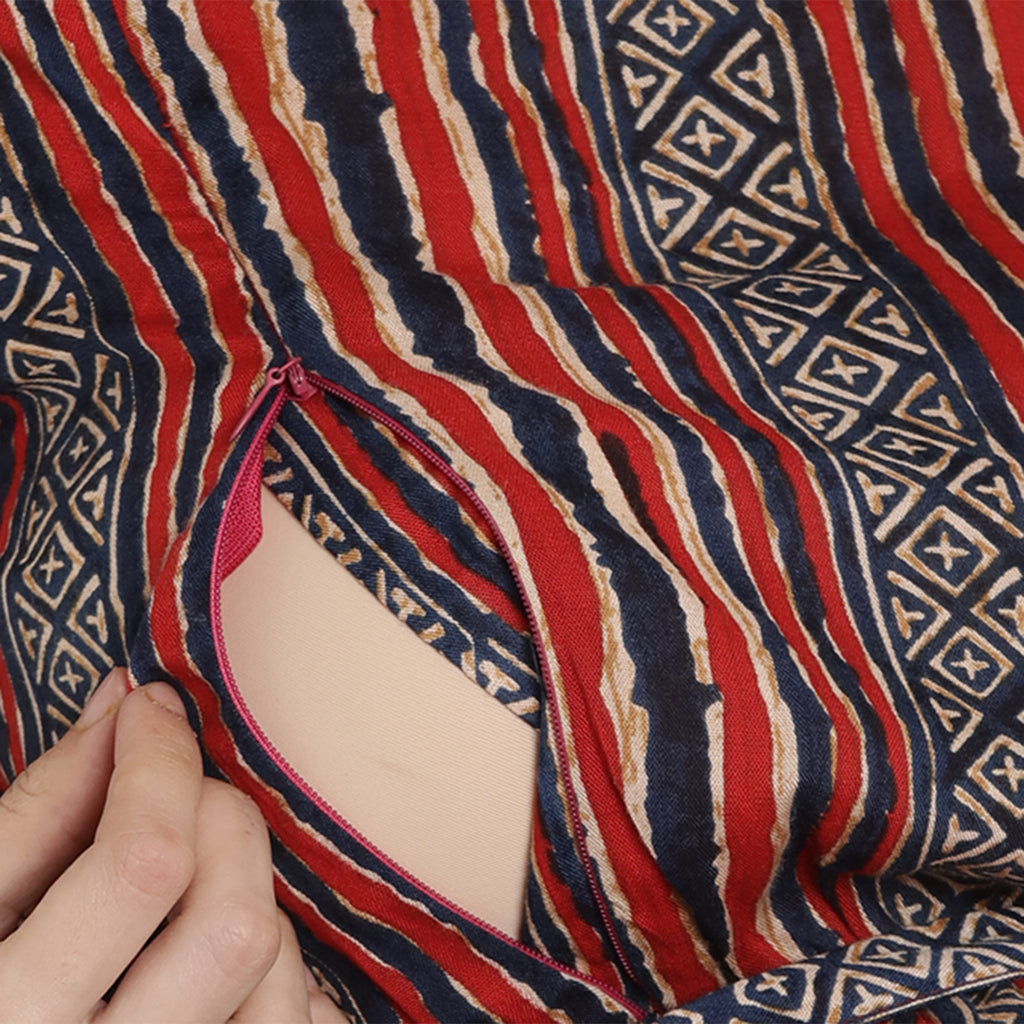 Red Maternity and Nursing Maxi Dress