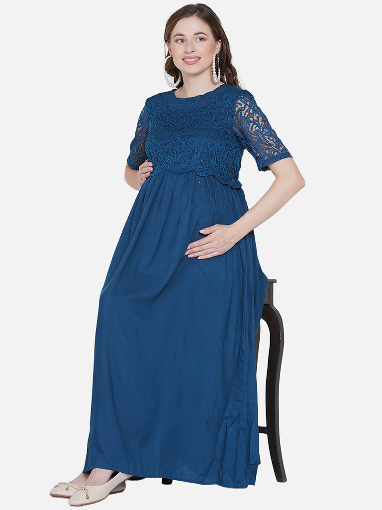 mine4nine womens navy maxi rayon maternity dress 1