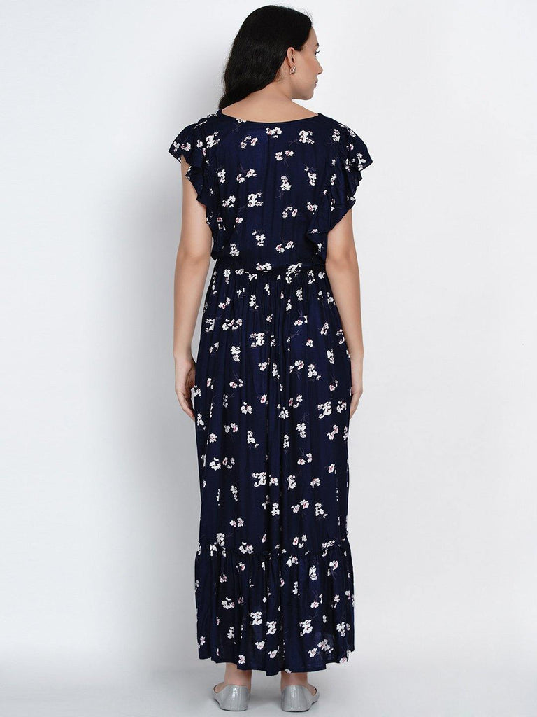 Navy Blue A-line Maternity Dress 