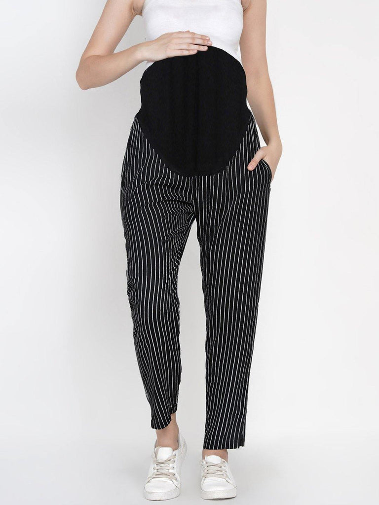 Black Maternity High waisted Pants and Nursing Loungewear.