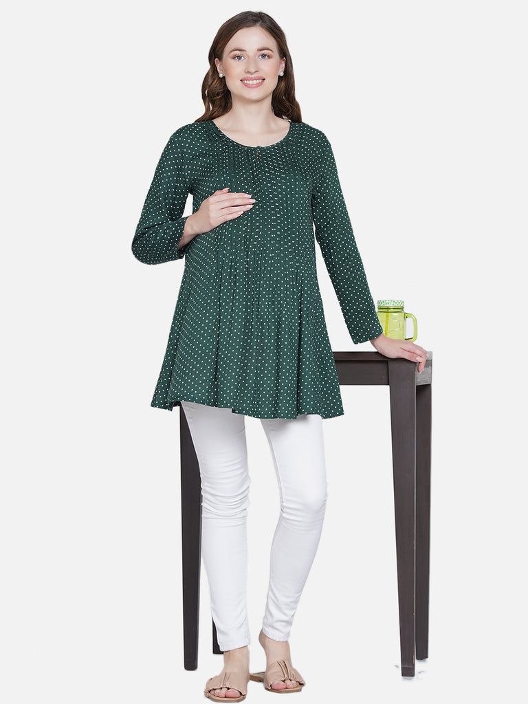 Green Maternity and Nursing Top